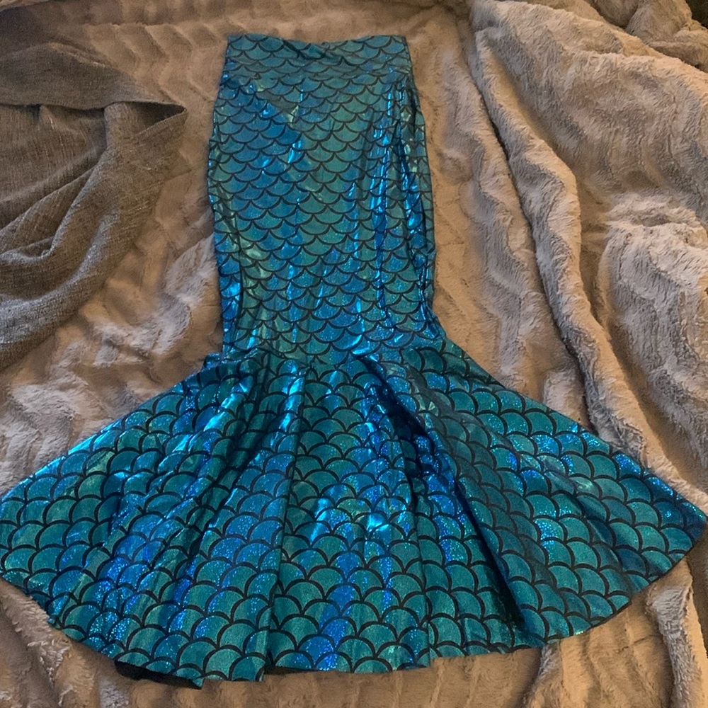 Full length blue/teal mermaid scale skirt